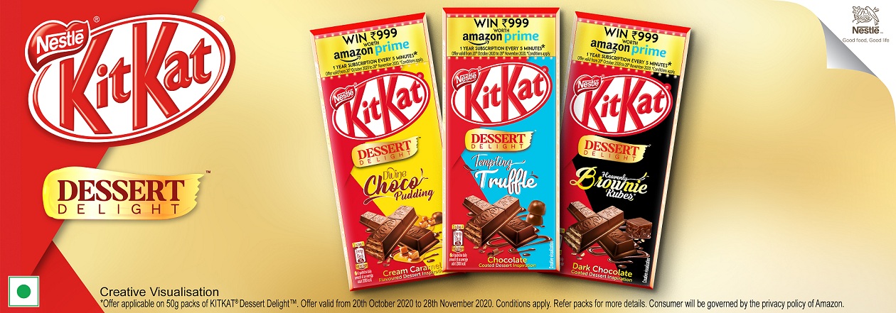 India Desire : Kitkat Amazon Prime Offer: Get Free 1 Year Amazon Prime With Kitkat Desert Delight